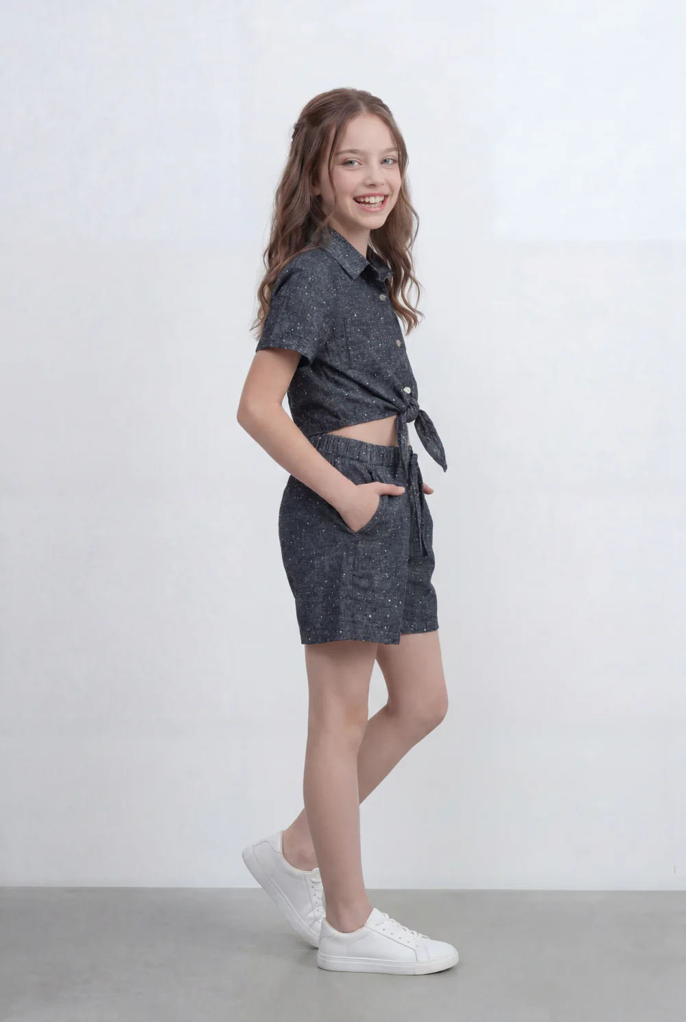 Girl's Tomato Store Co-Ord Set With Front Tie Elastic Waist Slim Fit Fit Playful Summer Style Outfit - Image 4