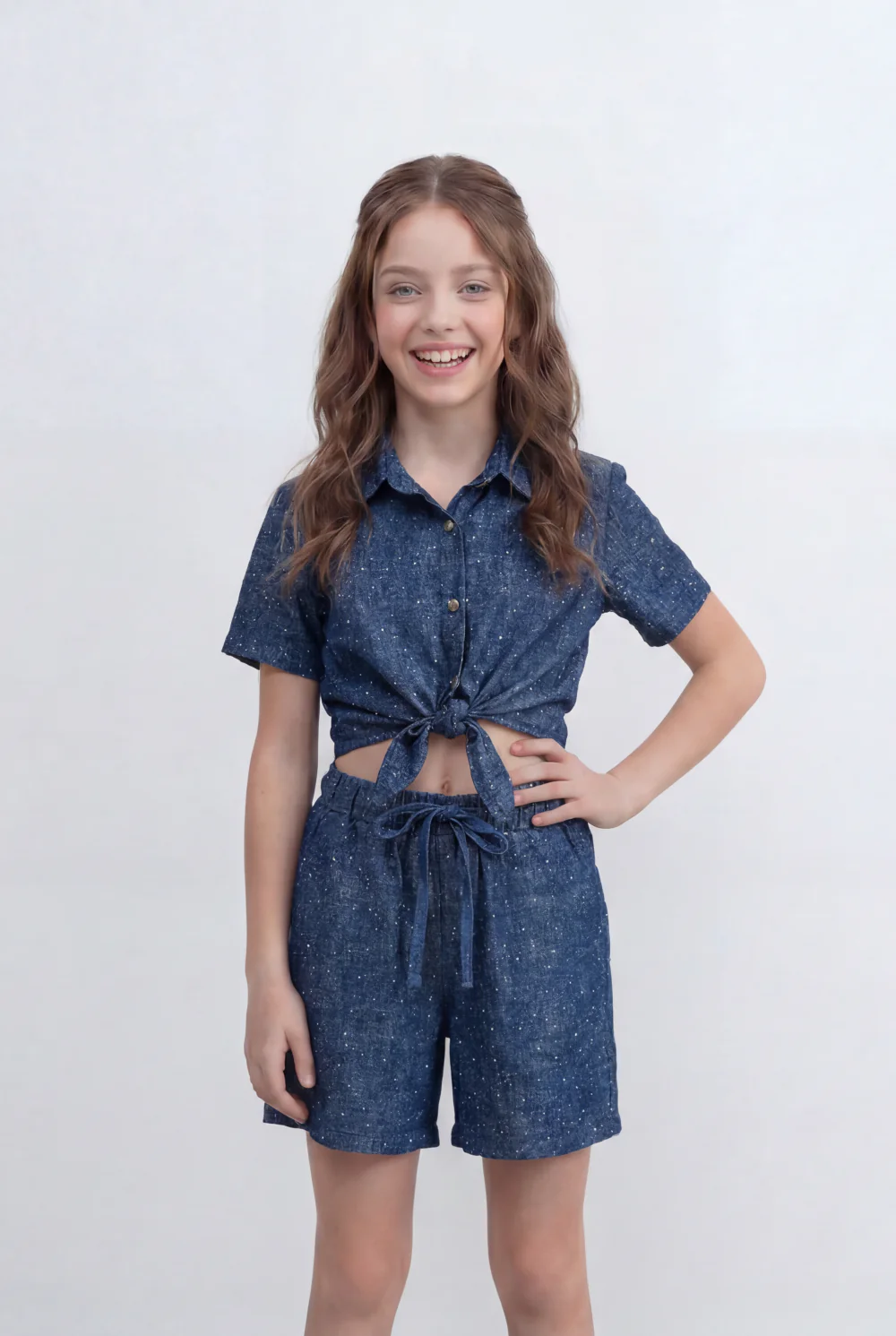 Girl's Tomato Store Co-Ord Set With Front Tie Elastic Waist Slim Fit Fit Playful Summer Style Outfit - Image 7