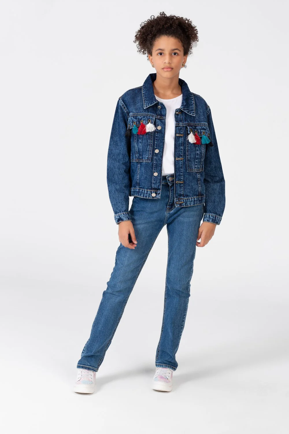Girl's Denim Jacket With Long Sleeves And Buttons On The Front - Image 8
