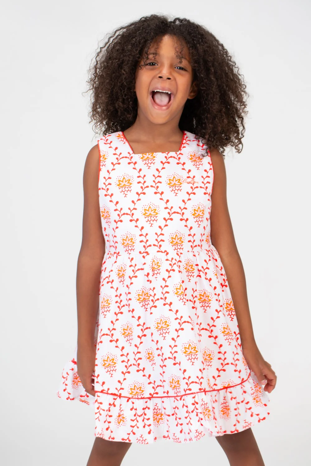 Girls Floral Cut Knee Length Maroon Summer Dress - Image 3
