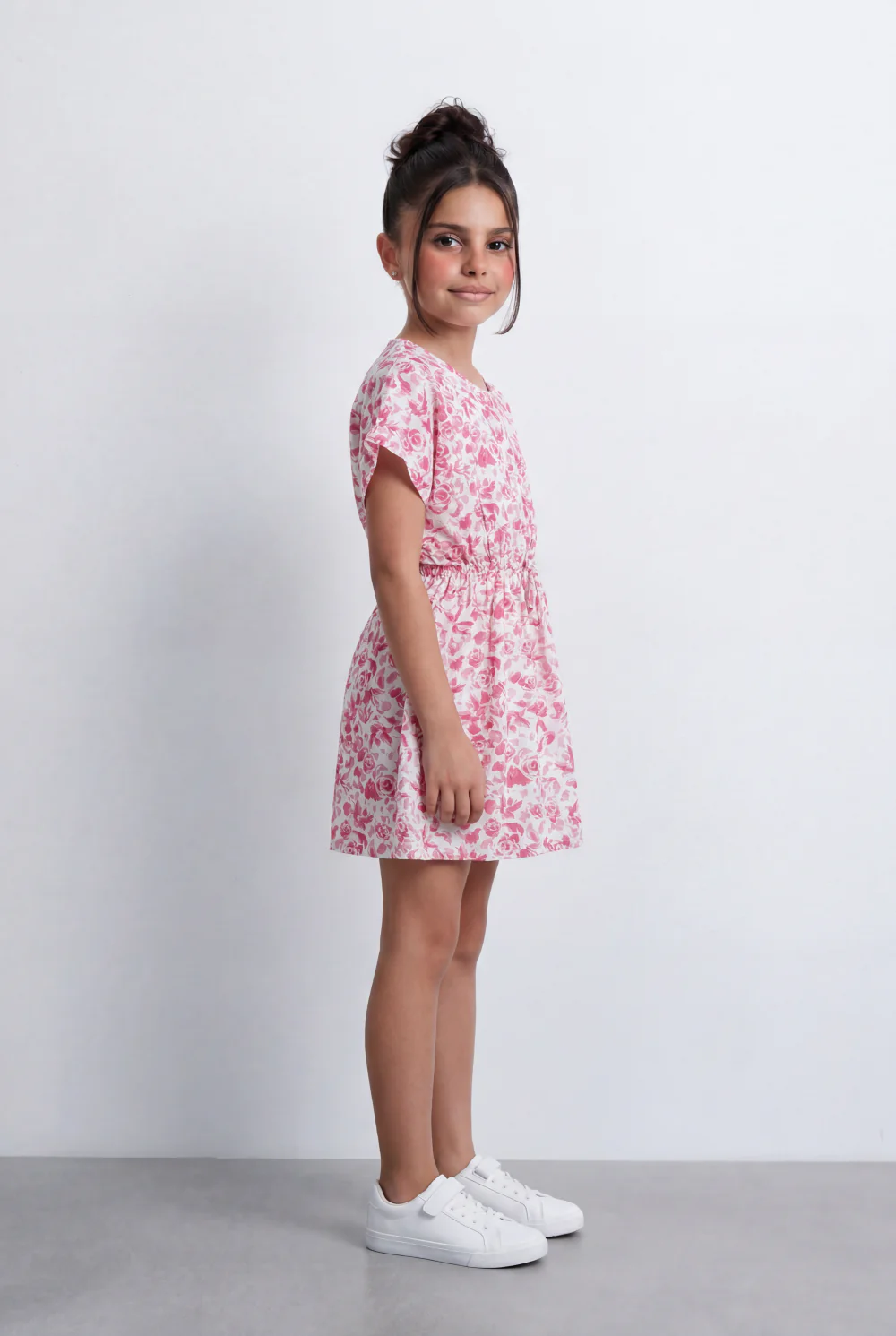 Girl's Floral Print Cotton Viscose Dress Relaxed Fit Tomato Store With Elasticated Waist And Flutter Sleeves - Image 9