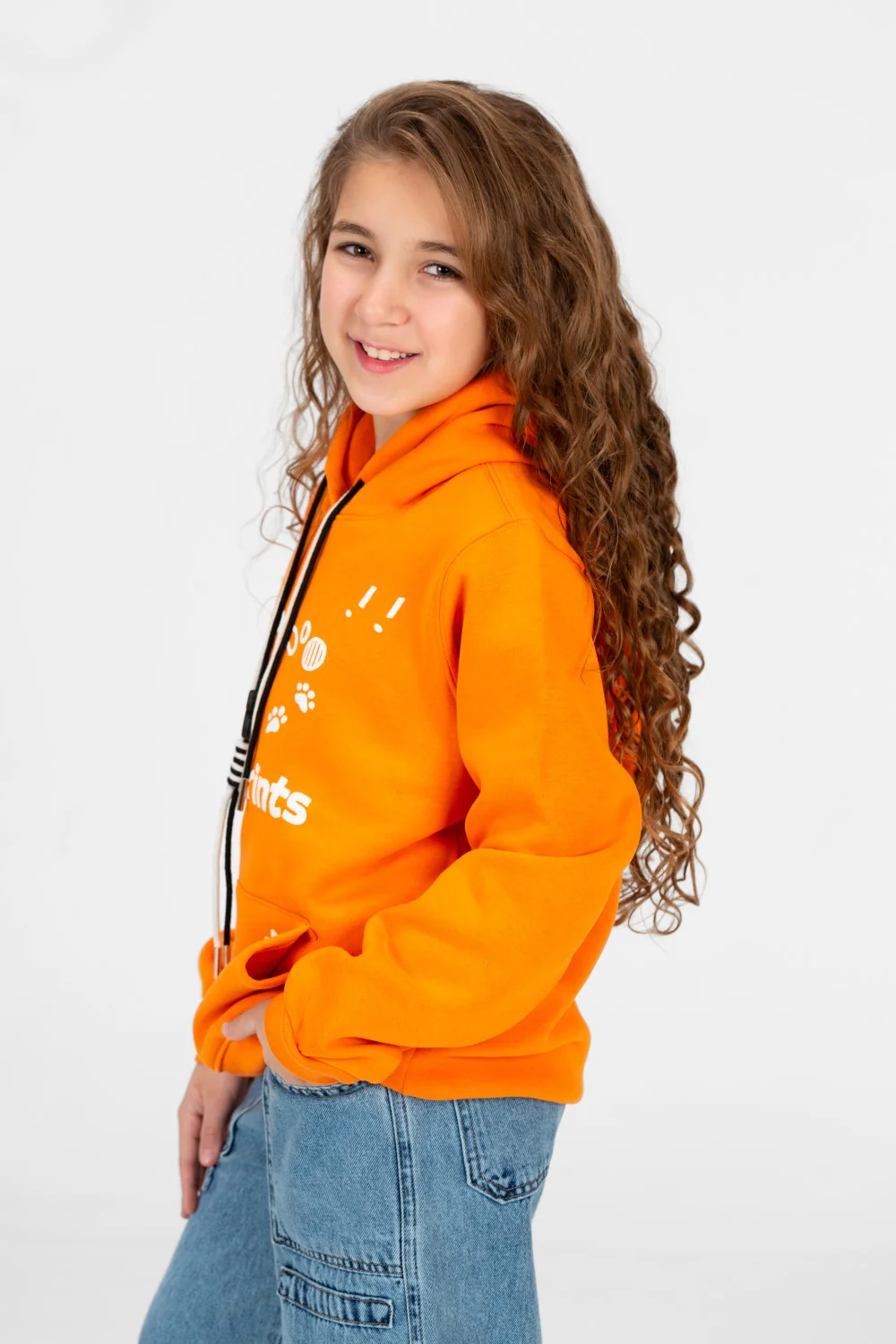 Girl's Front Print Hoodie Sweatshirt With Kangaroo Pocket - Image 11