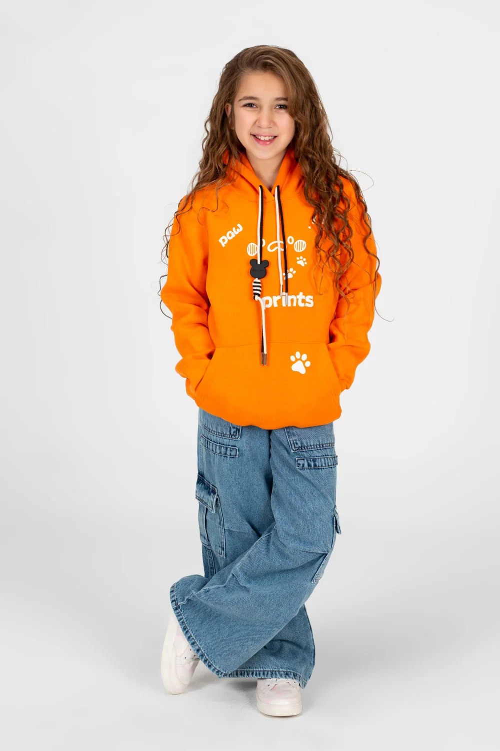 Girl's Front Print Hoodie Sweatshirt With Kangaroo Pocket - Image 12