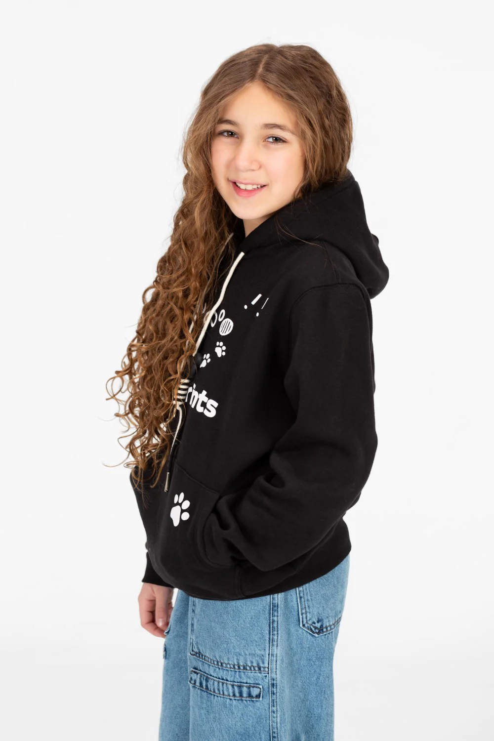Girl's Front Print Hoodie Sweatshirt With Kangaroo Pocket - Image 3