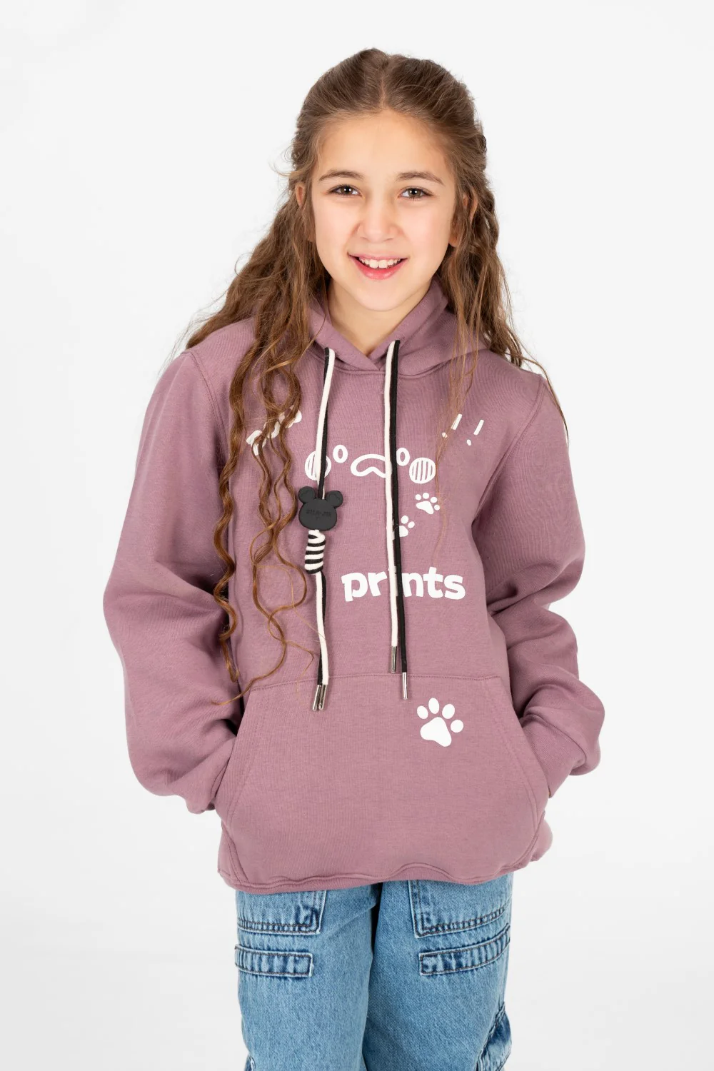 Girl's Front Print Hoodie Sweatshirt With Kangaroo Pocket - Image 5