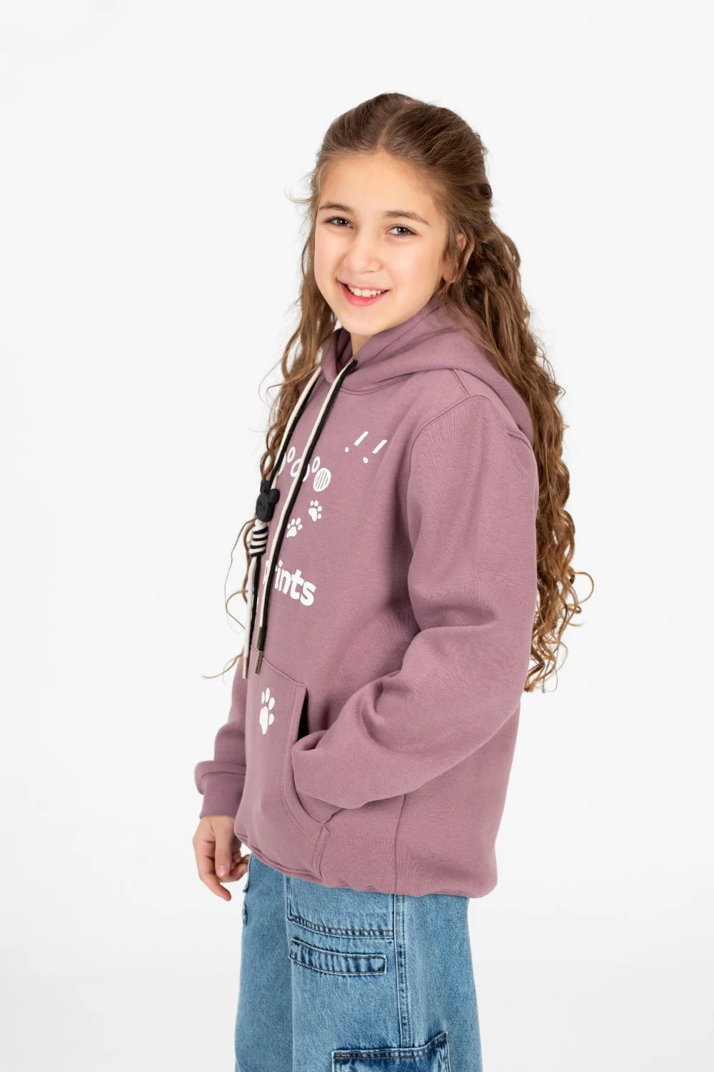 Girl's Front Print Hoodie Sweatshirt With Kangaroo Pocket - Image 7