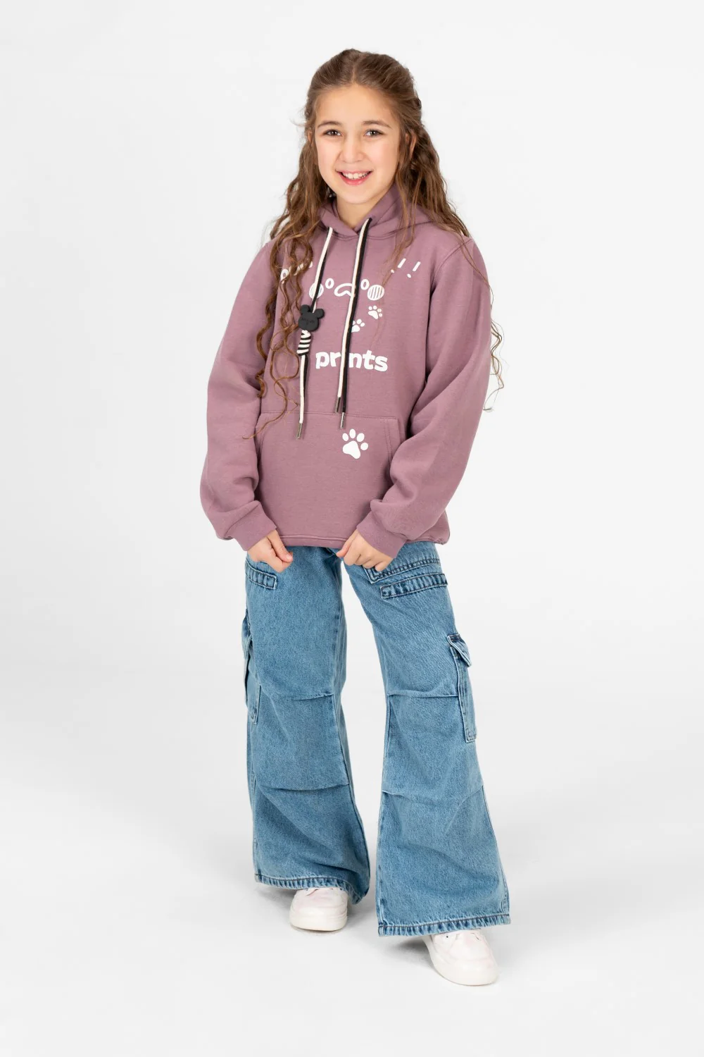 Girl's Front Print Hoodie Sweatshirt With Kangaroo Pocket - Image 8