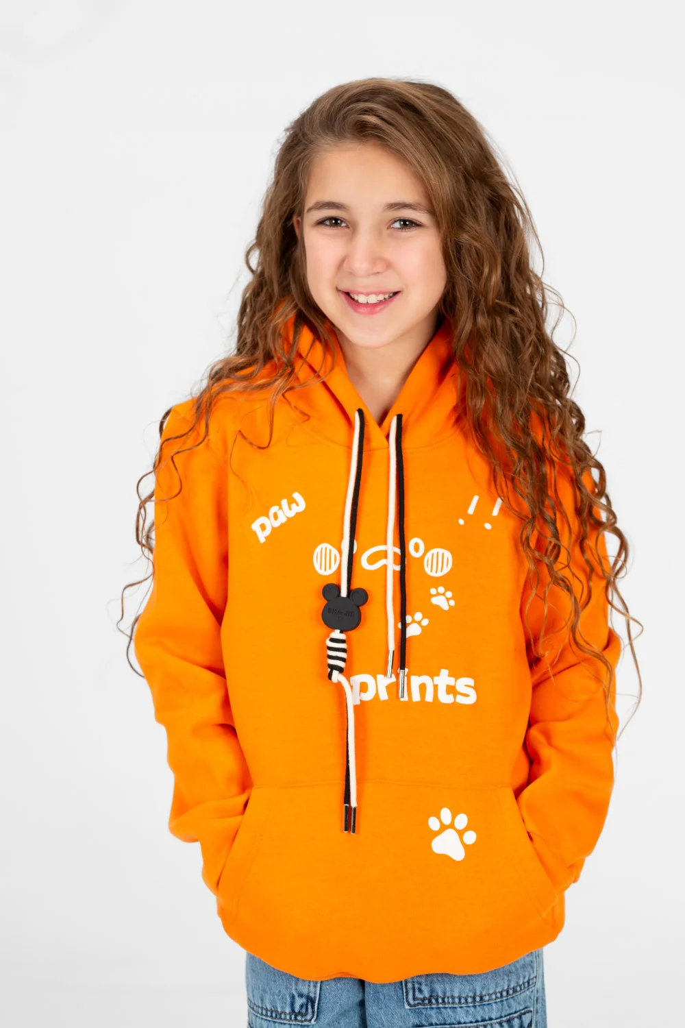 Girl's Front Print Hoodie Sweatshirt With Kangaroo Pocket - Image 9