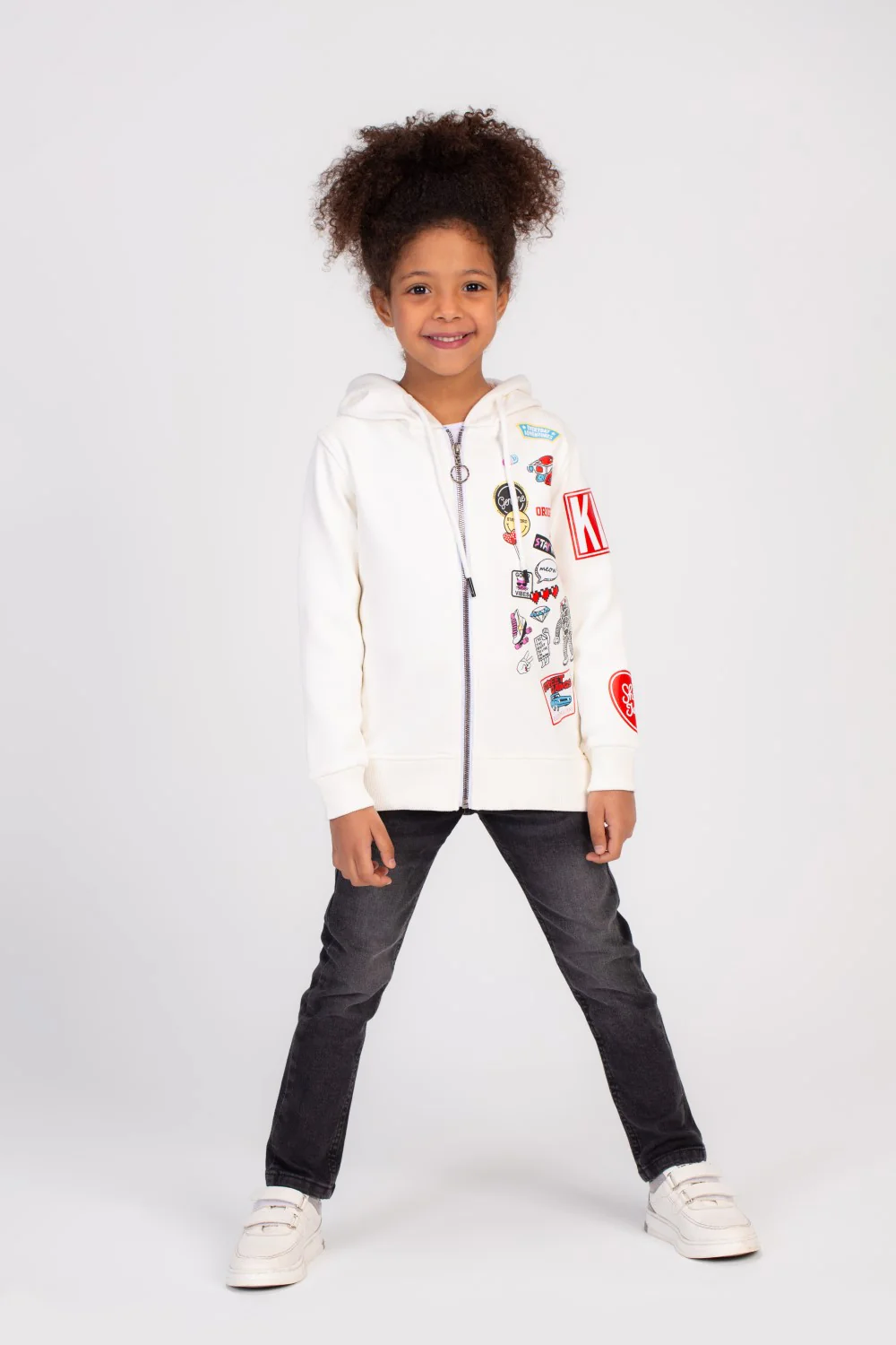 Girl's Front Printed Padded Hooded Cozy In Style Sweatshirt - Image 10