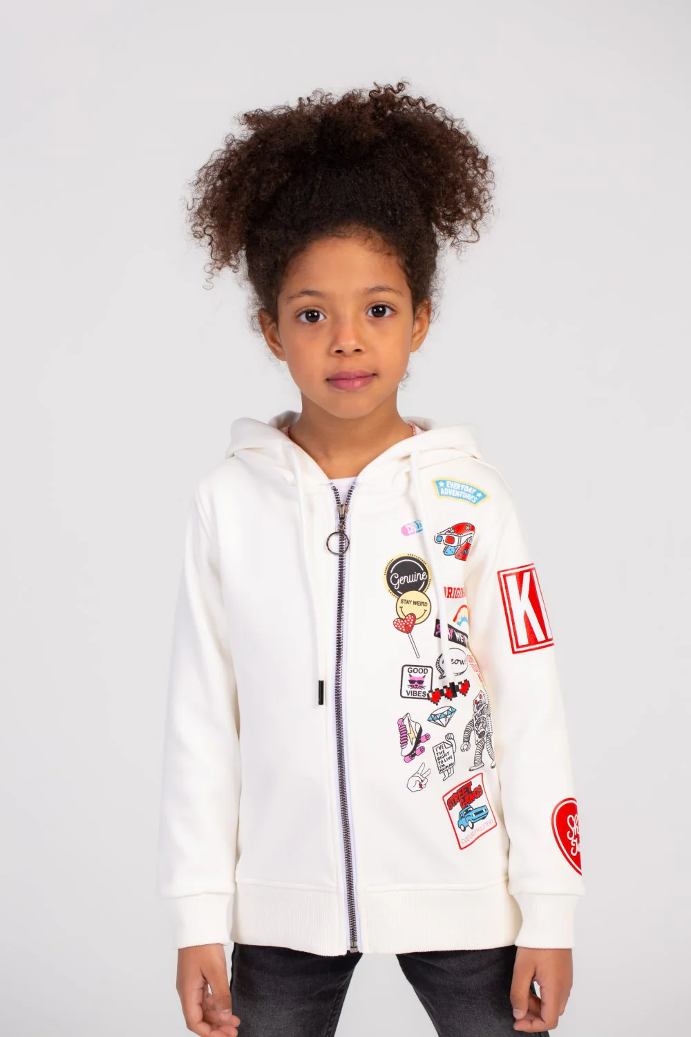 Girl's Front Printed Padded Hooded Cozy In Style Sweatshirt - Image 12