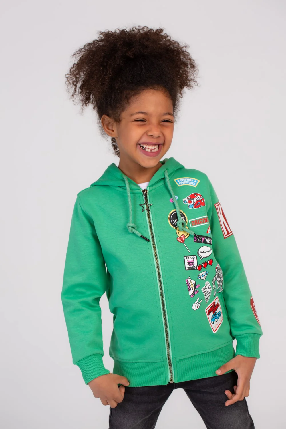 Girl's Front Printed Padded Hooded Cozy In Style Sweatshirt - Image 3