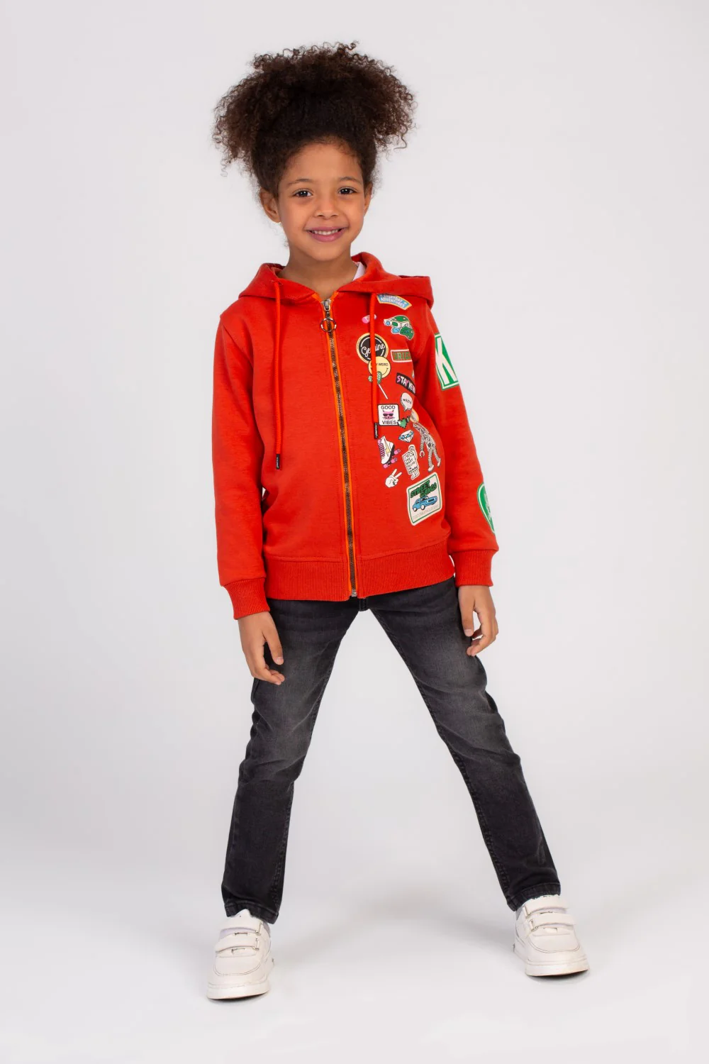 Girl's Front Printed Padded Hooded Cozy In Style Sweatshirt - Image 4