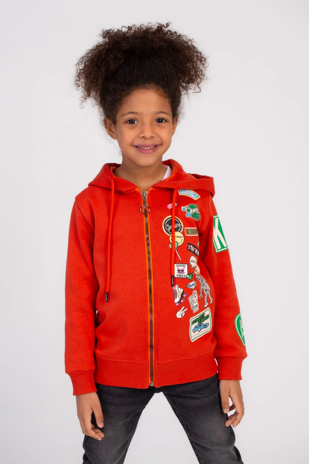 Girl's Front Printed Padded Hooded Cozy In Style Sweatshirt - Image 6