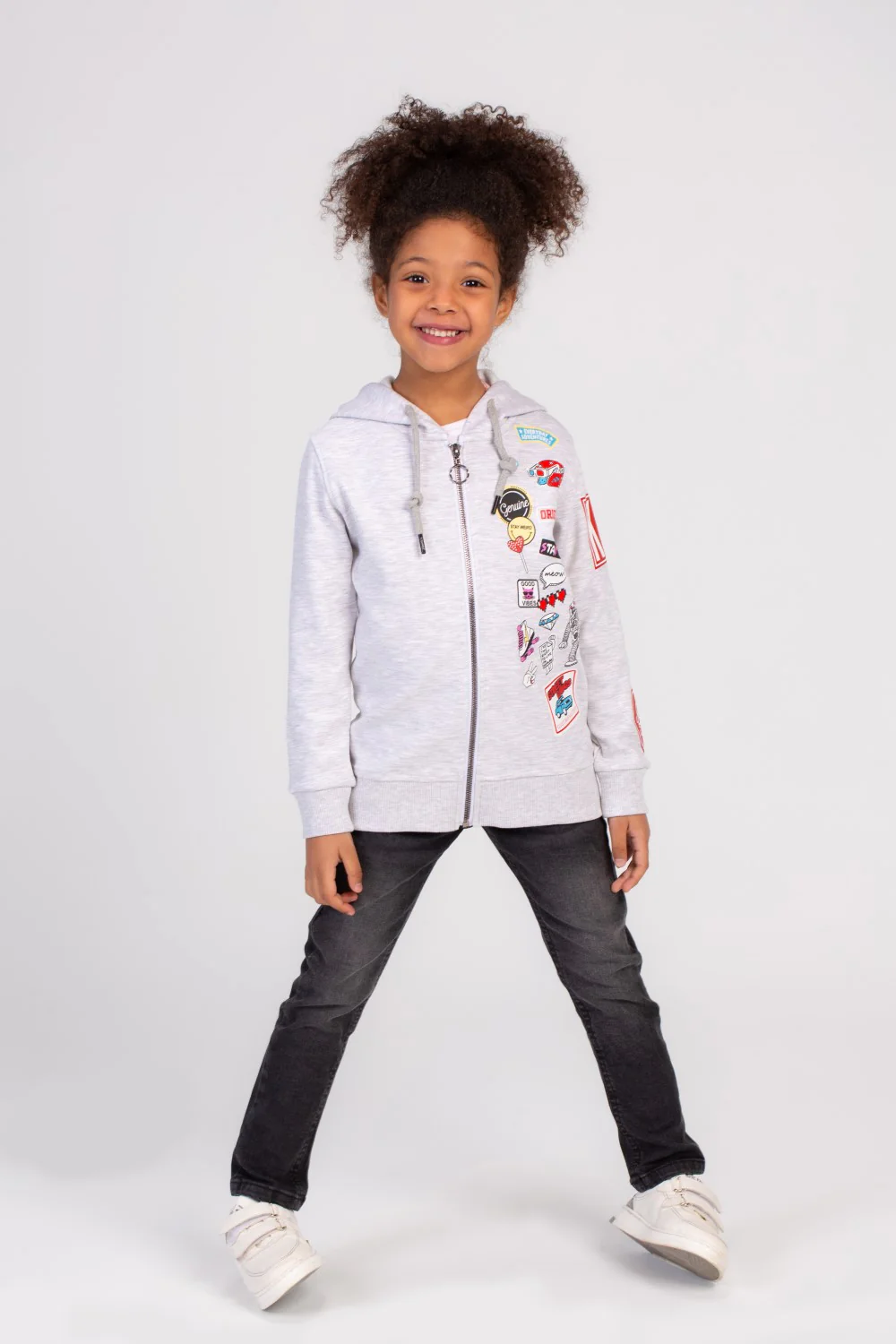 Girl's Front Printed Padded Hooded Cozy In Style Sweatshirt - Image 7
