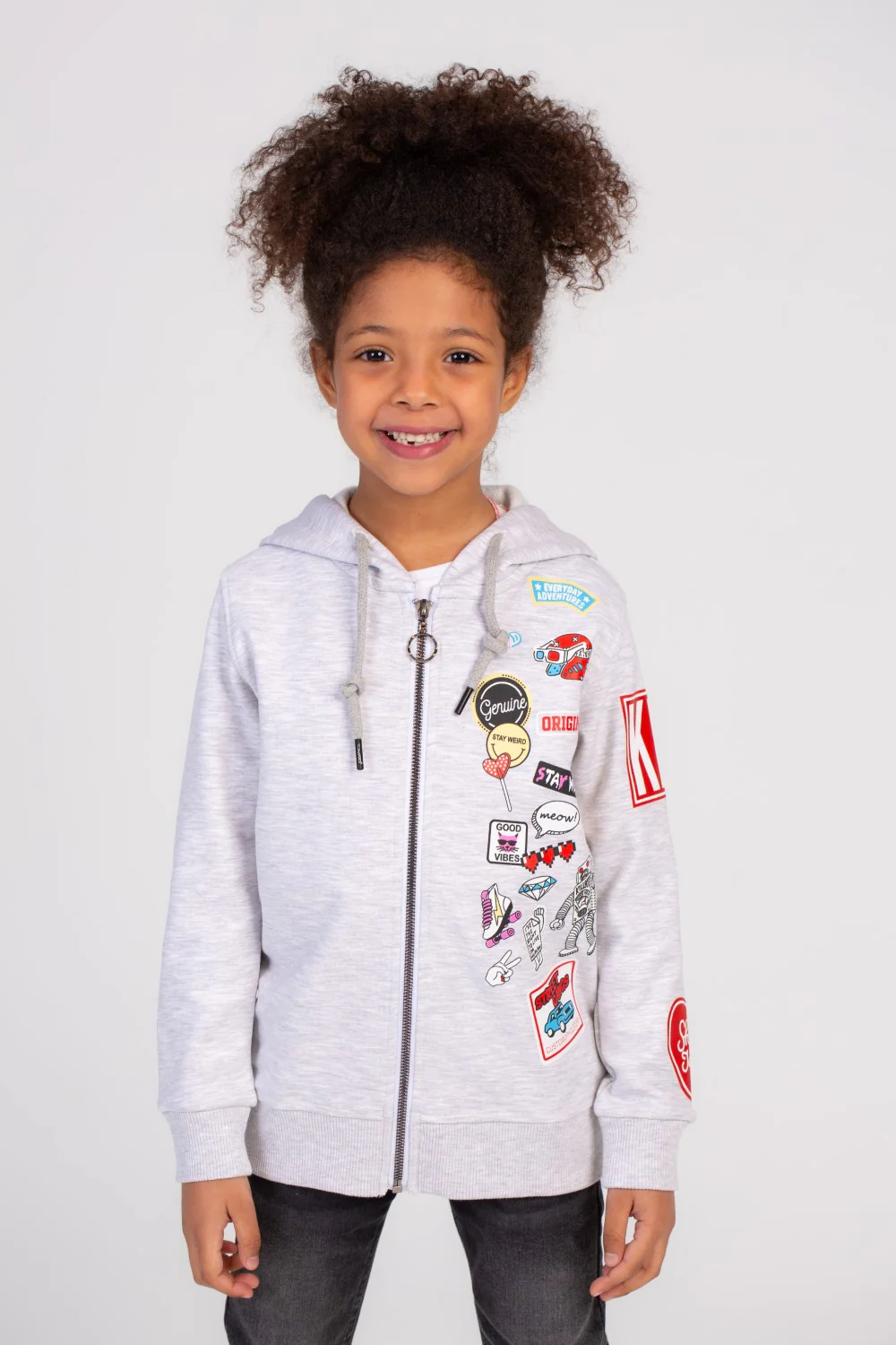 Girl's Front Printed Padded Hooded Cozy In Style Sweatshirt - Image 9