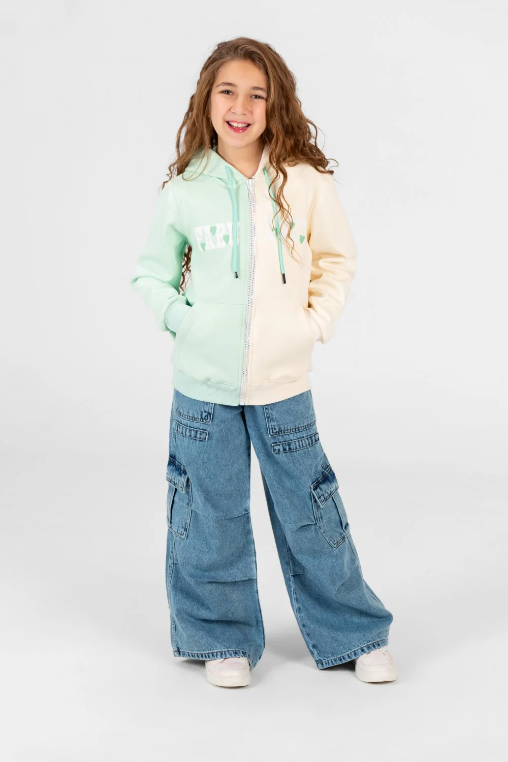Girl's full zip half & half Hood sweatshirt - Image 4