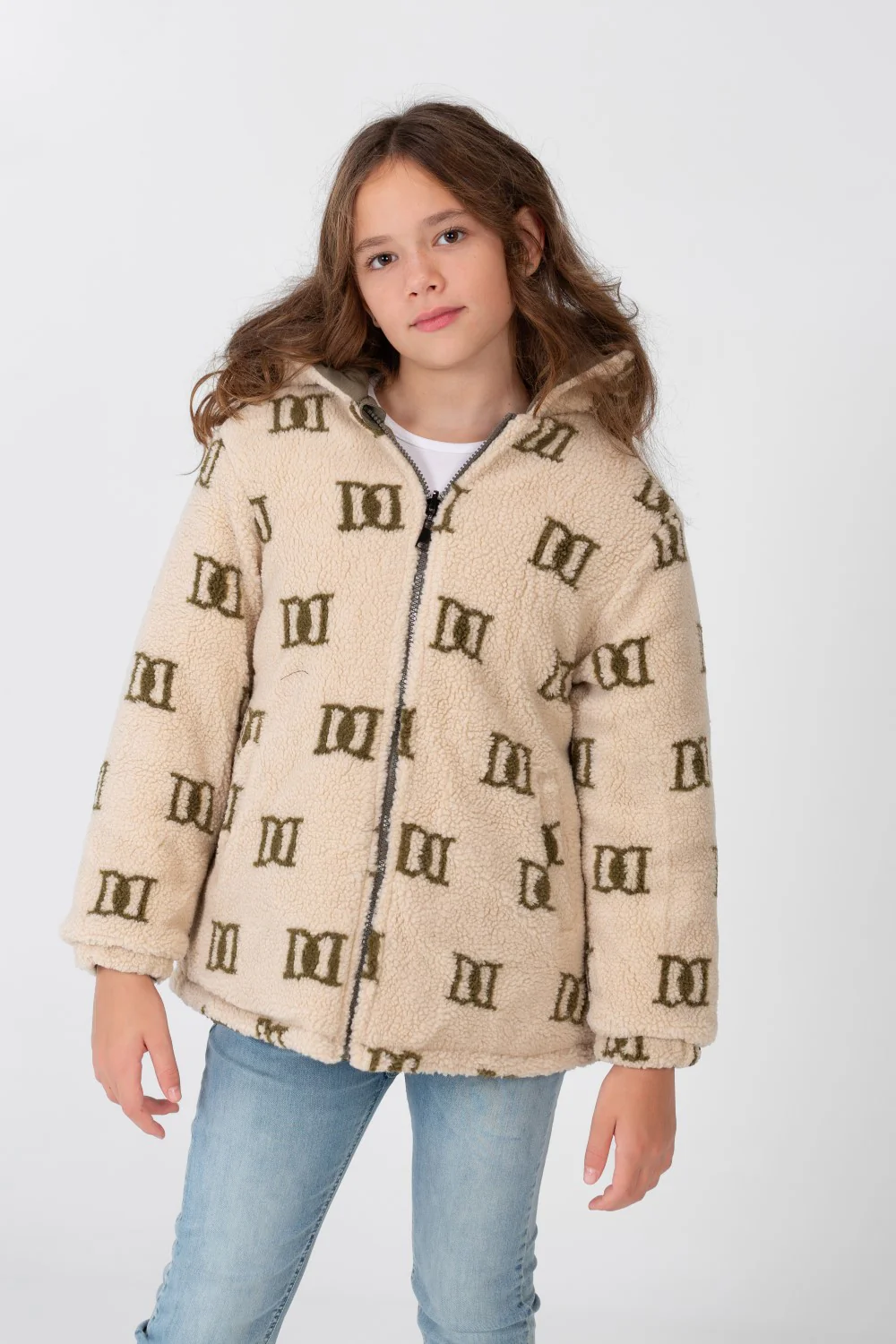 Girl's Gabardine Double Face Jacket With Long Sleeves And Zippers - Image 7