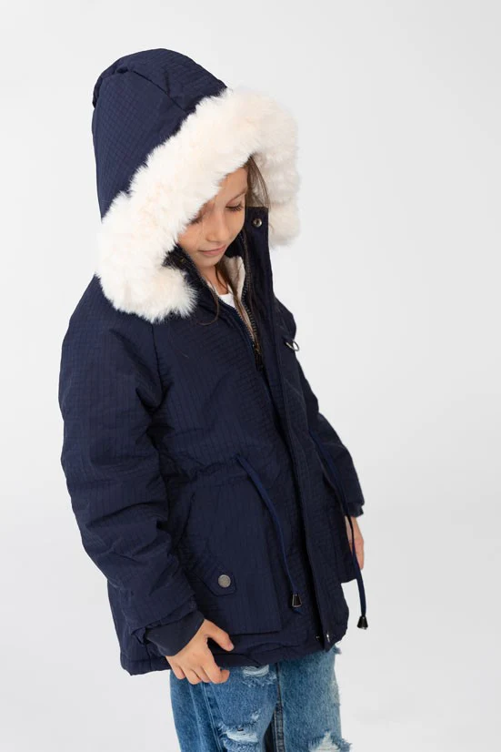Girl's Gabardine Fur Hood Jacket With Full Zip - Image 7