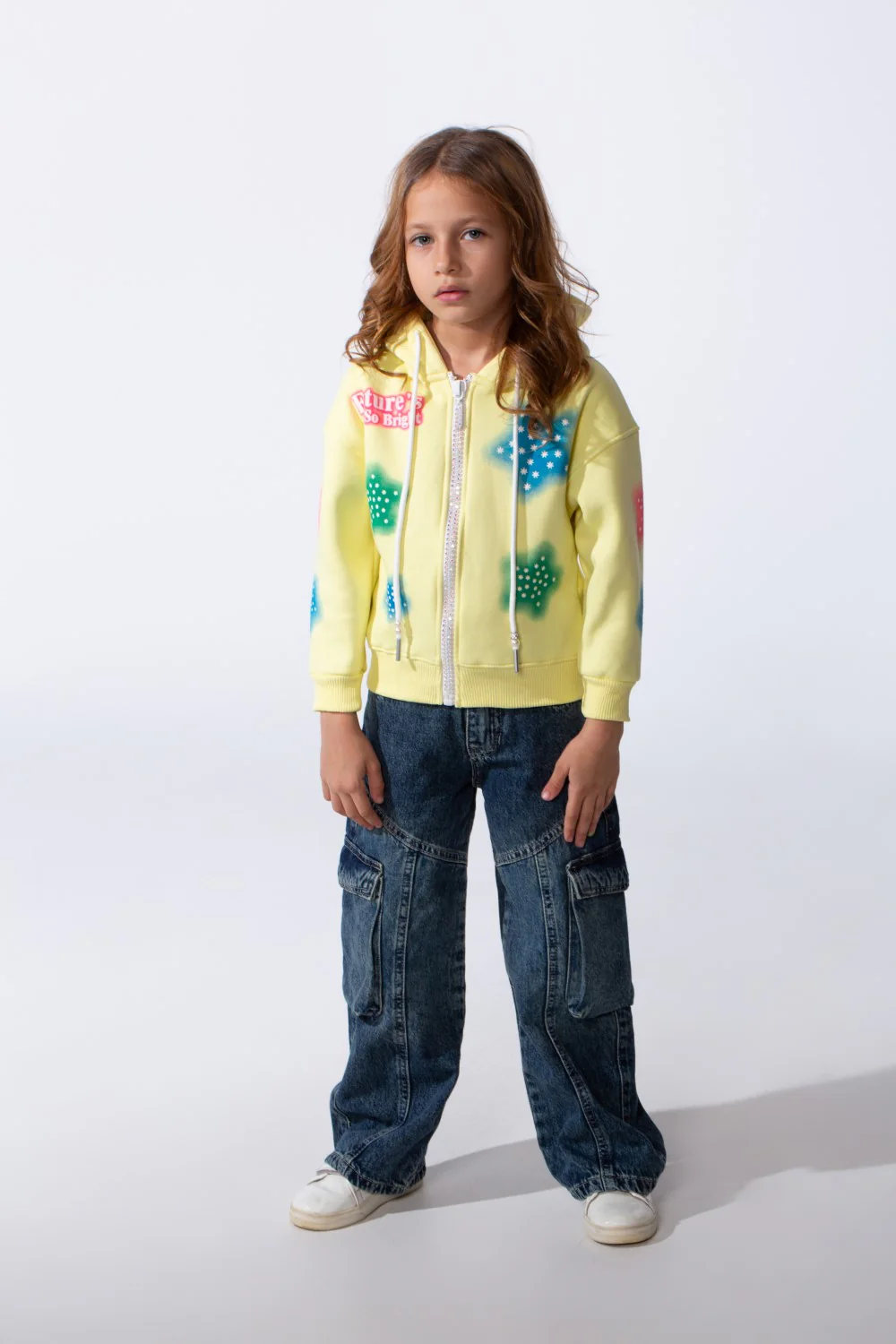 Girl's Hood Sweatshirt With Zipper Featuring Star Prints - Image 12