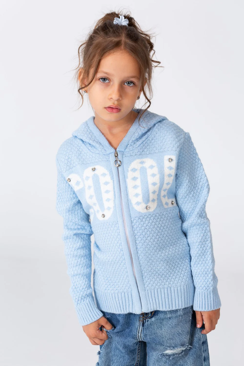 Girl's Hooded Pullover With Front Zipper In Practical Comfortable Material - Image 4