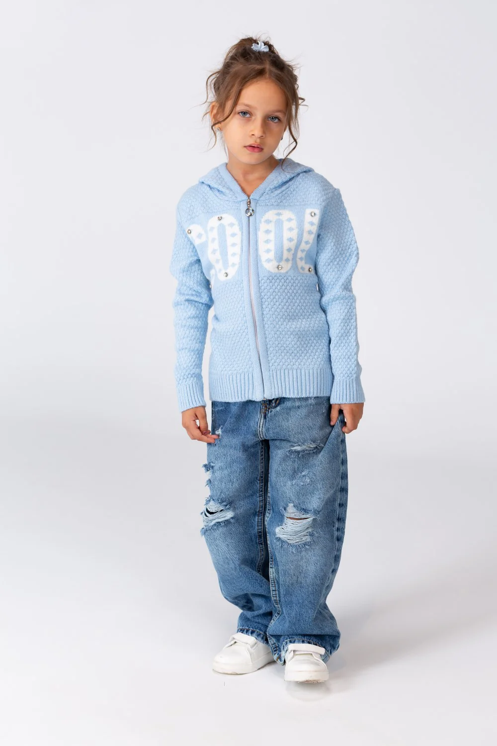 Girl's Hooded Pullover With Front Zipper In Practical Comfortable Material - Image 6