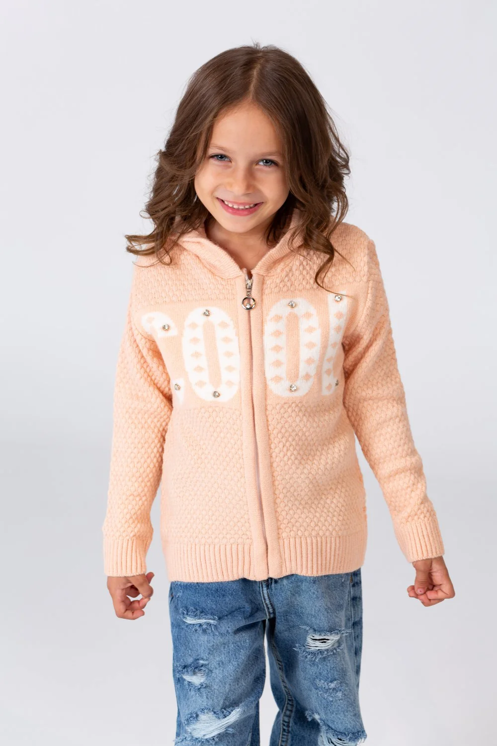 Girl's Hooded Pullover With Front Zipper In Practical Comfortable Material - Image 7