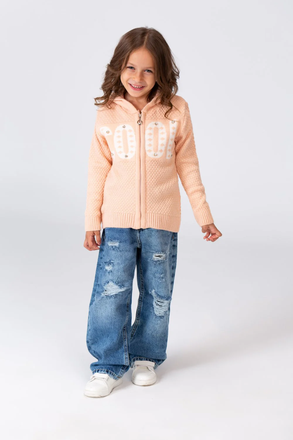 Girl's Hooded Pullover With Front Zipper In Practical Comfortable Material - Image 9