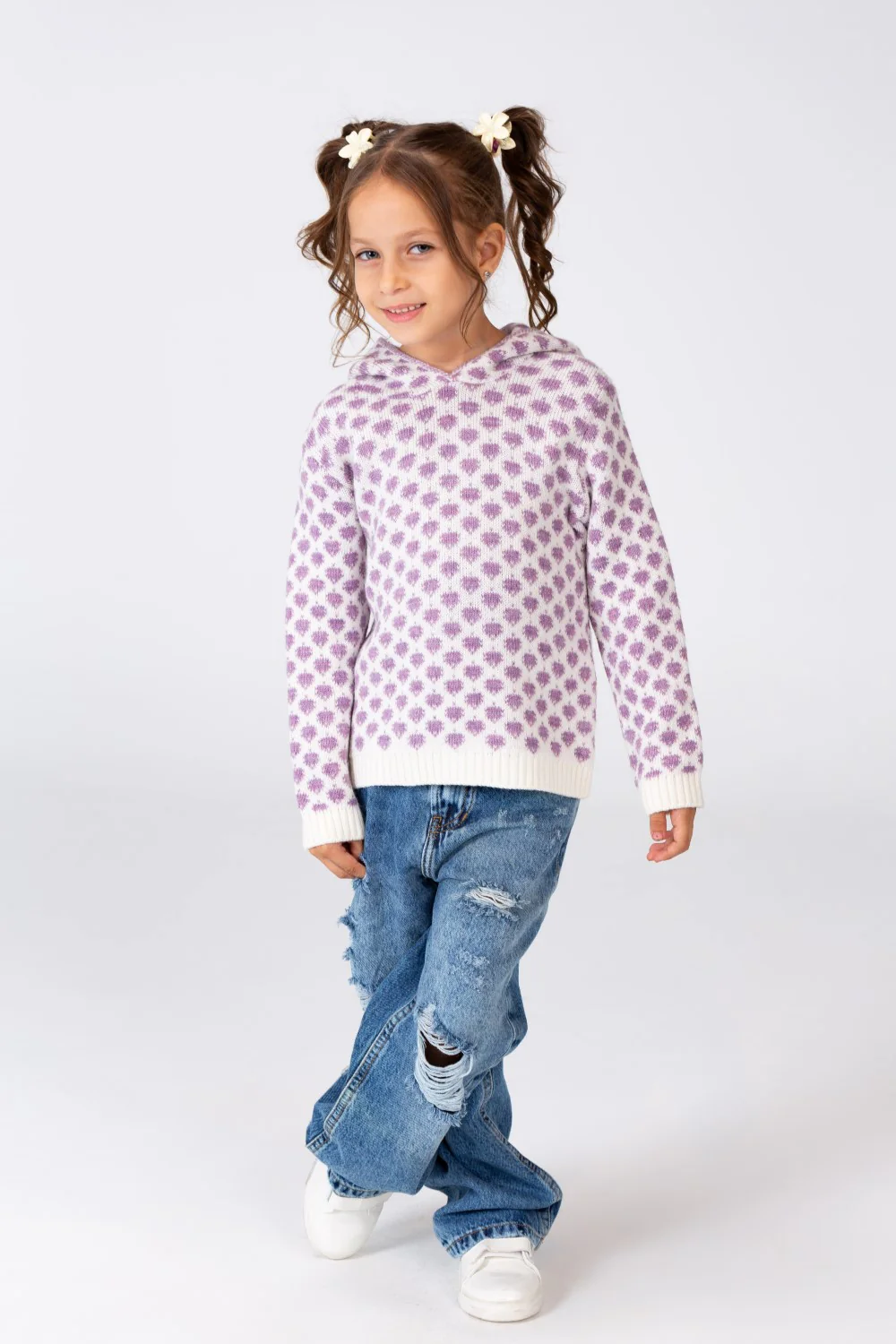Girl's Hooded Round Neck Pullover With Comfortable Winter Material - Image 6
