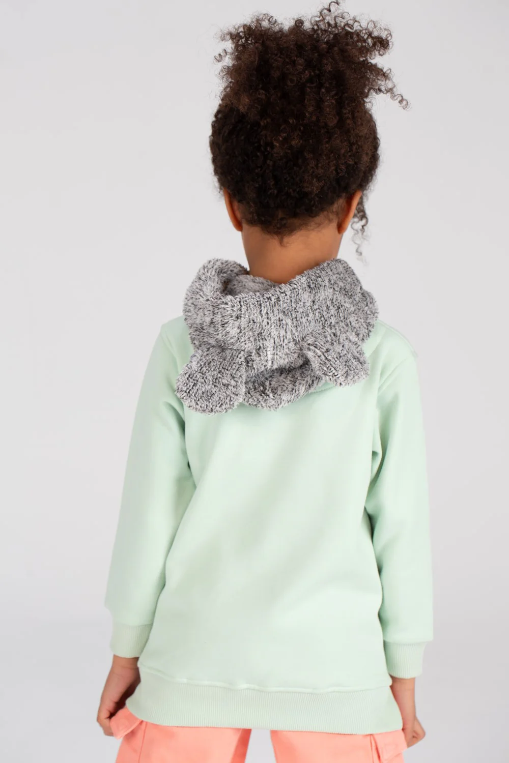 Girl's Hoodie Long Sleeves Front Printed Padded Sweatshirt With Unique Fur Hooded - Image 2
