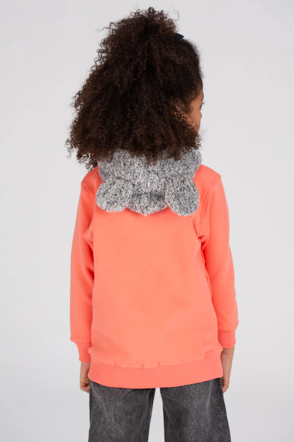 Girl's Hoodie Long Sleeves Front Printed Padded Sweatshirt With Unique Fur Hooded - Image 6