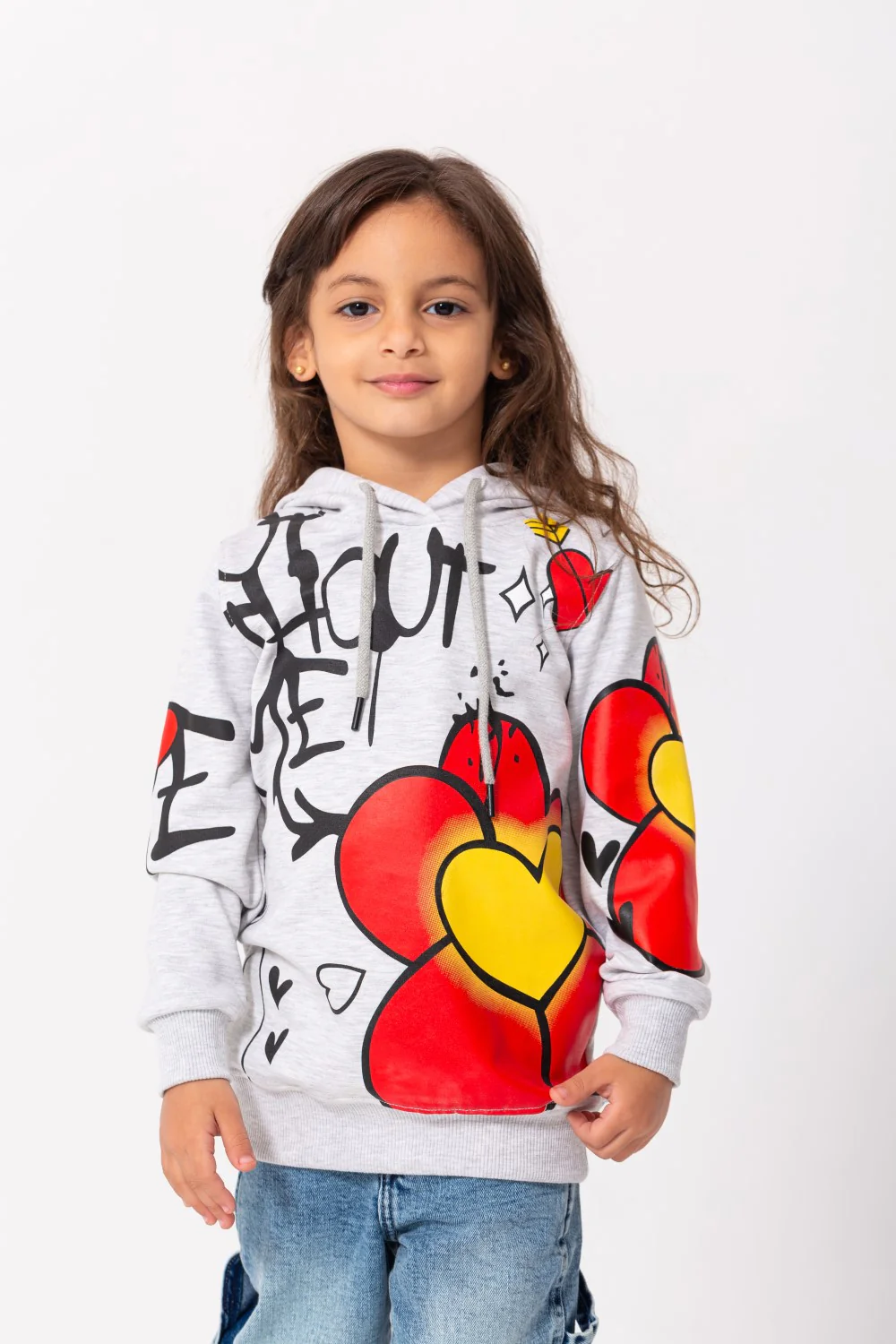 Girl's Hoodie Long Sleeves Front & Sleeves Printed Padded Sweatshirt - Image 3