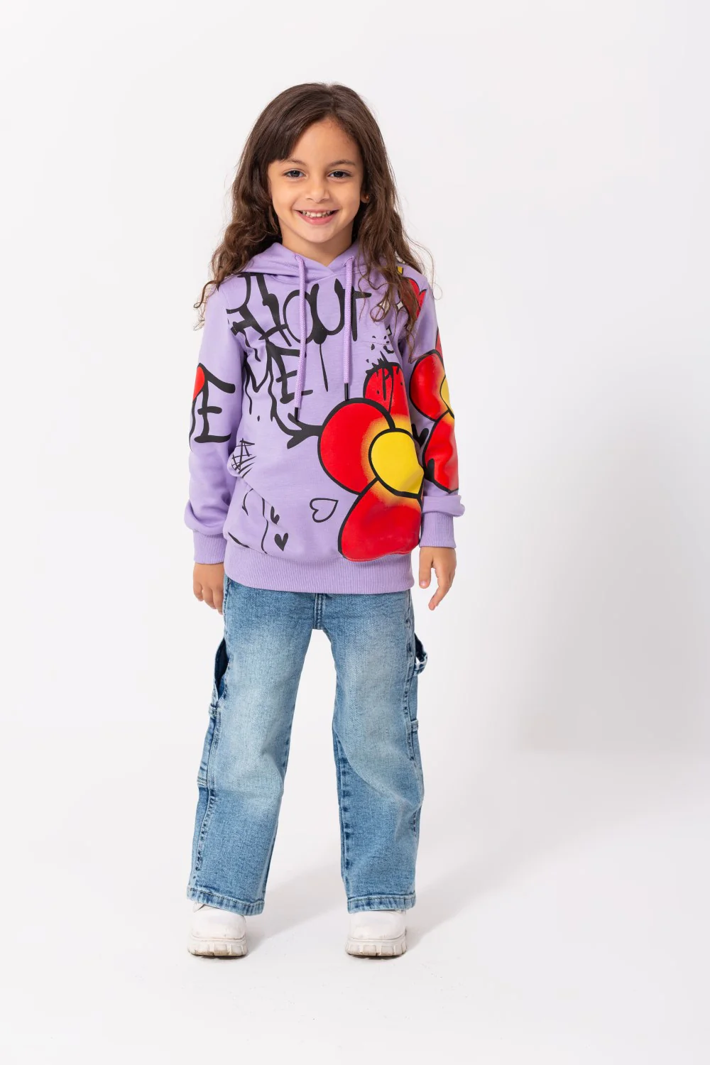 Girl's Hoodie Long Sleeves Front & Sleeves Printed Padded Sweatshirt - Image 4