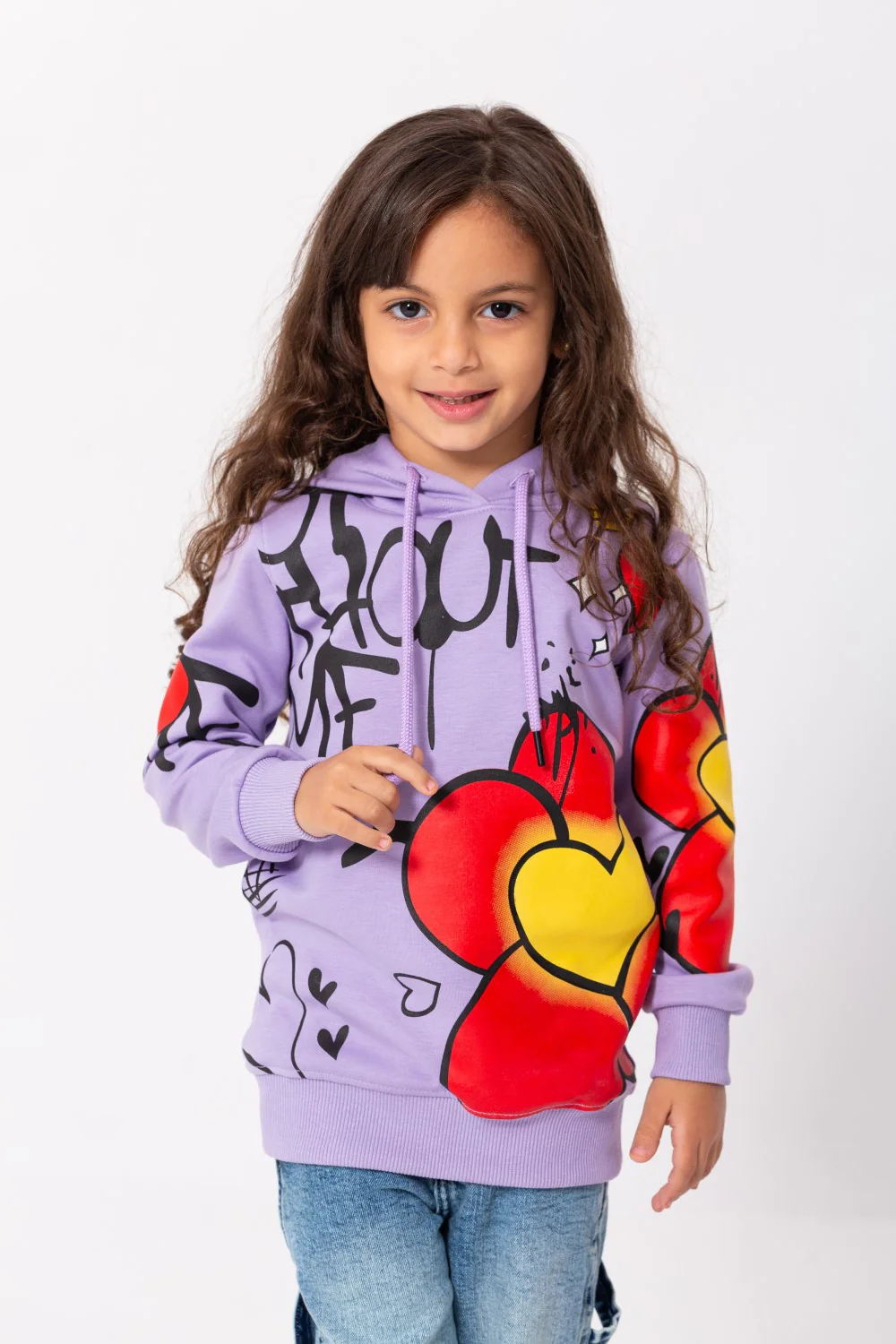 Girl's Hoodie Long Sleeves Front & Sleeves Printed Padded Sweatshirt - Image 6