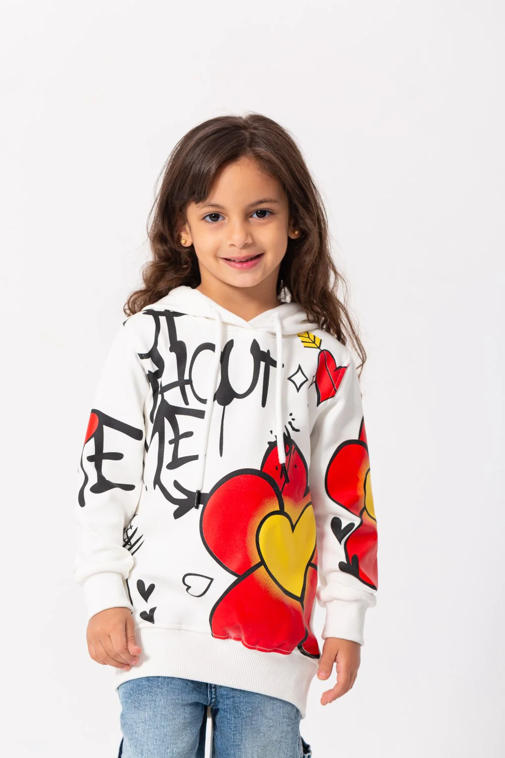 Girl's Hoodie Long Sleeves Front & Sleeves Printed Padded Sweatshirt - Image 9
