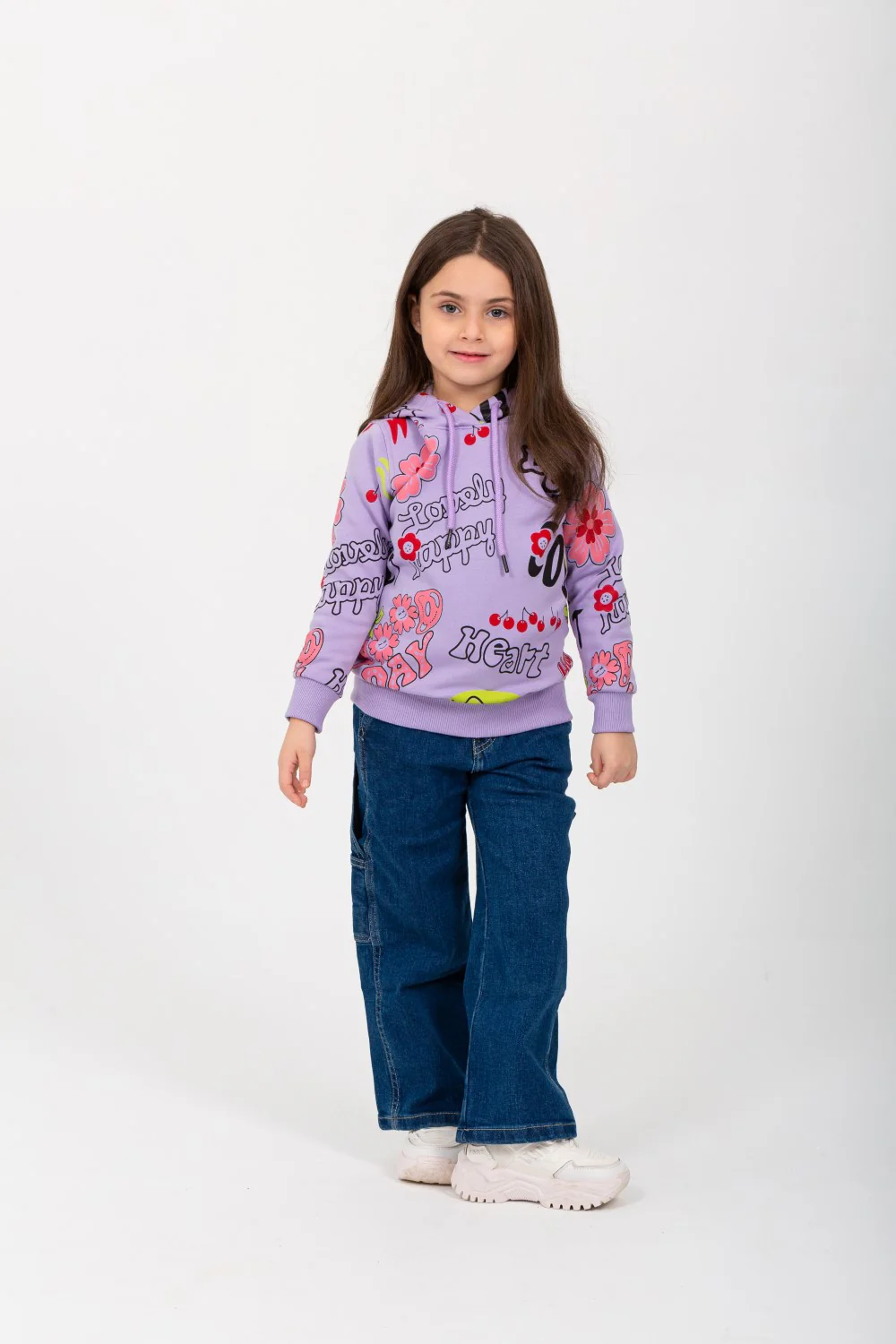 Girl's Hoodie Padded Front & Back Printed Hooded Sweatshirt