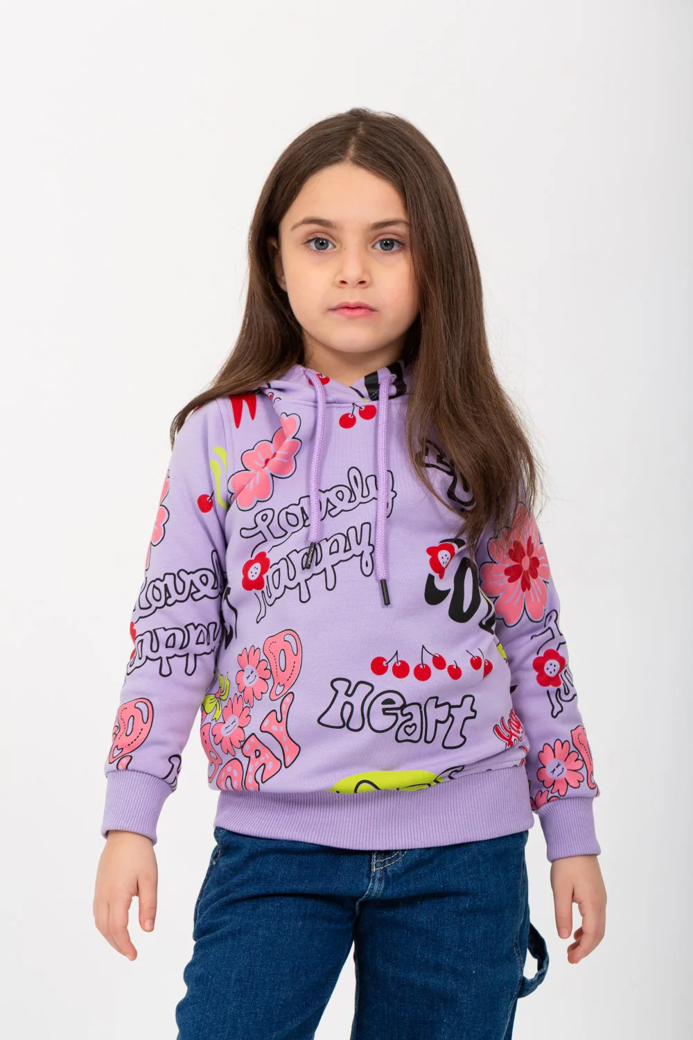 Girl's Hoodie Padded Front & Back Printed Hooded Sweatshirt - Image 3