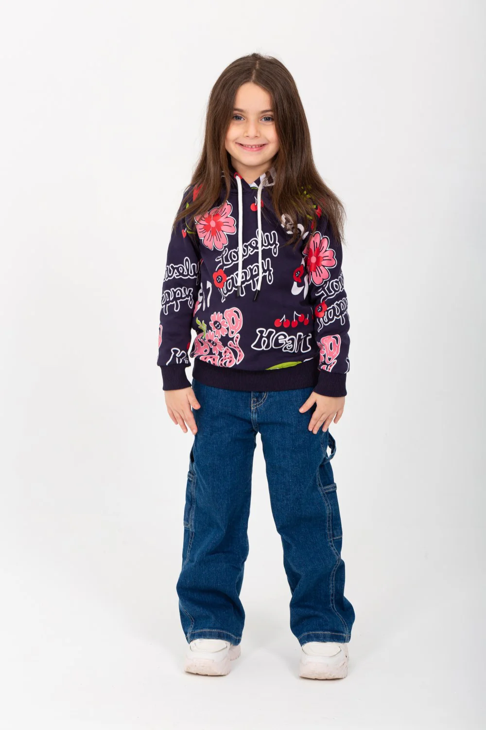 Girl's Hoodie Padded Front & Back Printed Hooded Sweatshirt - Image 4