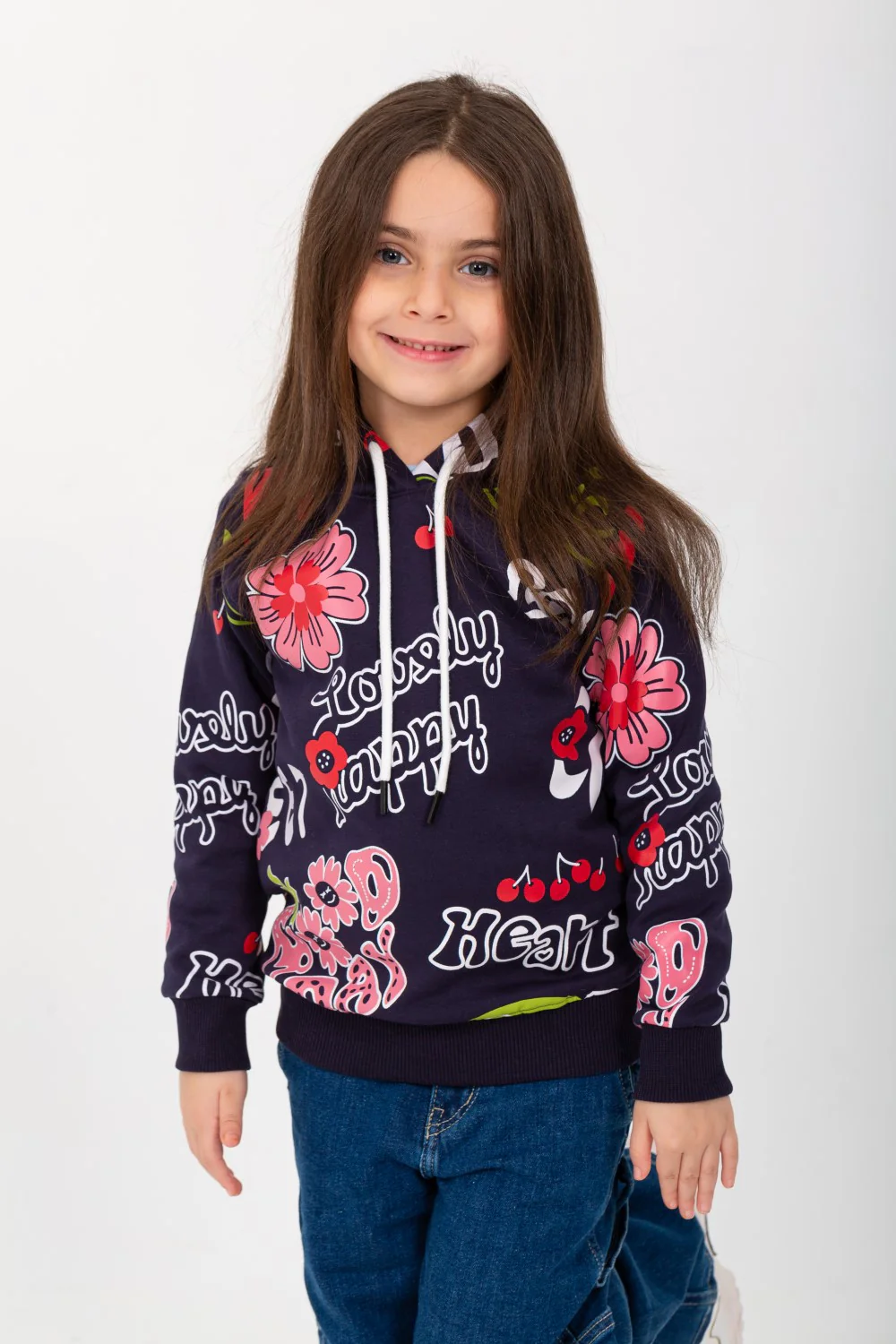 Girl's Hoodie Padded Front & Back Printed Hooded Sweatshirt - Image 6