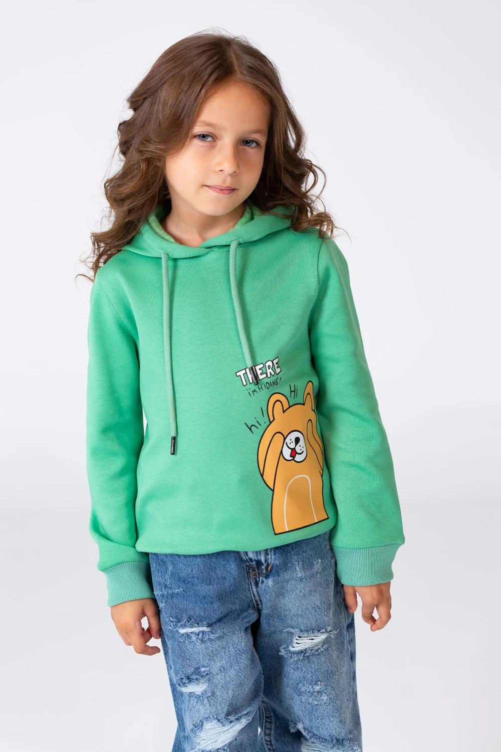 Girl's Hoodie Sweatshirt With Front Print In Breathable Melton Material - Image 4