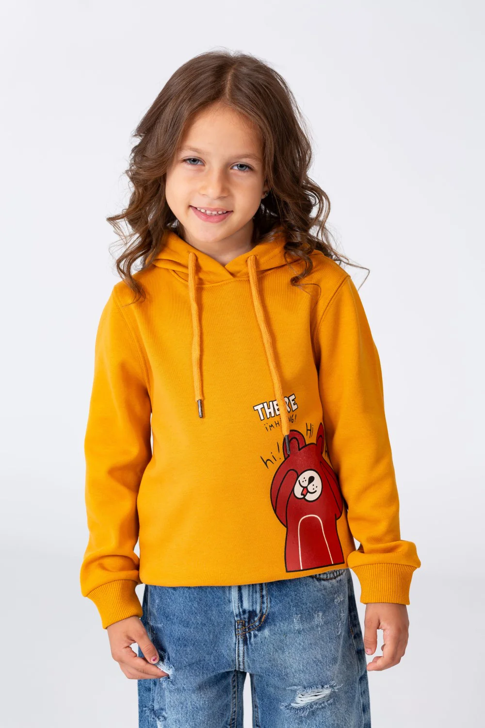 Girl's Hoodie Sweatshirt With Front Print In Breathable Melton Material - Image 7