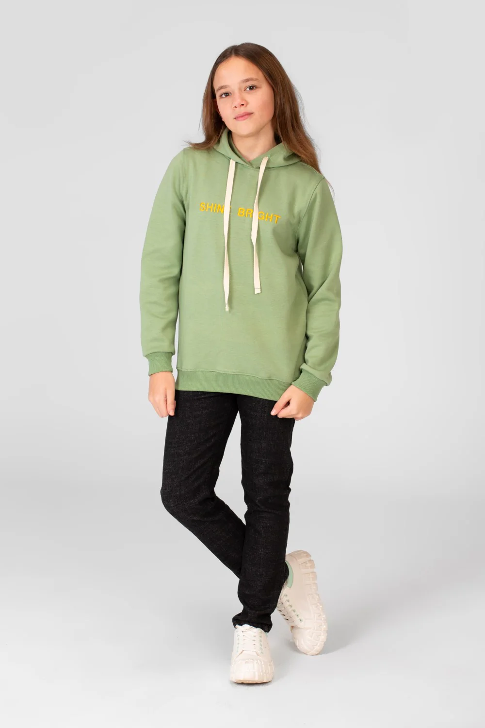 Girl's Hoodie Sweatshirt With Text Print And Long Sleeves - Image 12