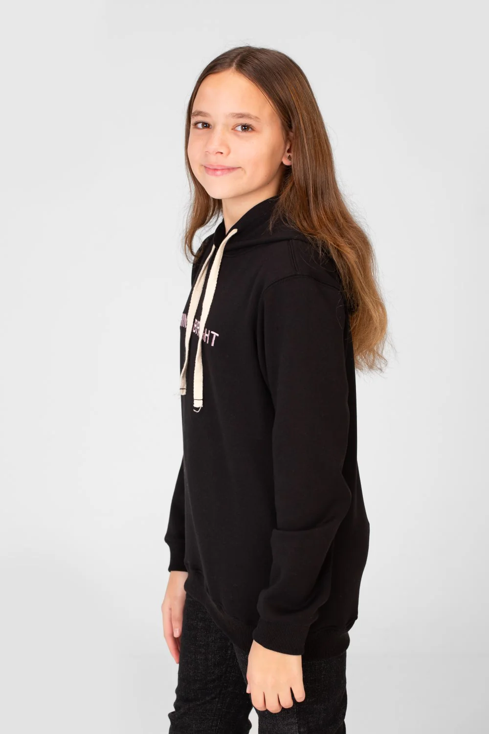 Girl's Hoodie Sweatshirt With Text Print And Long Sleeves - Image 3