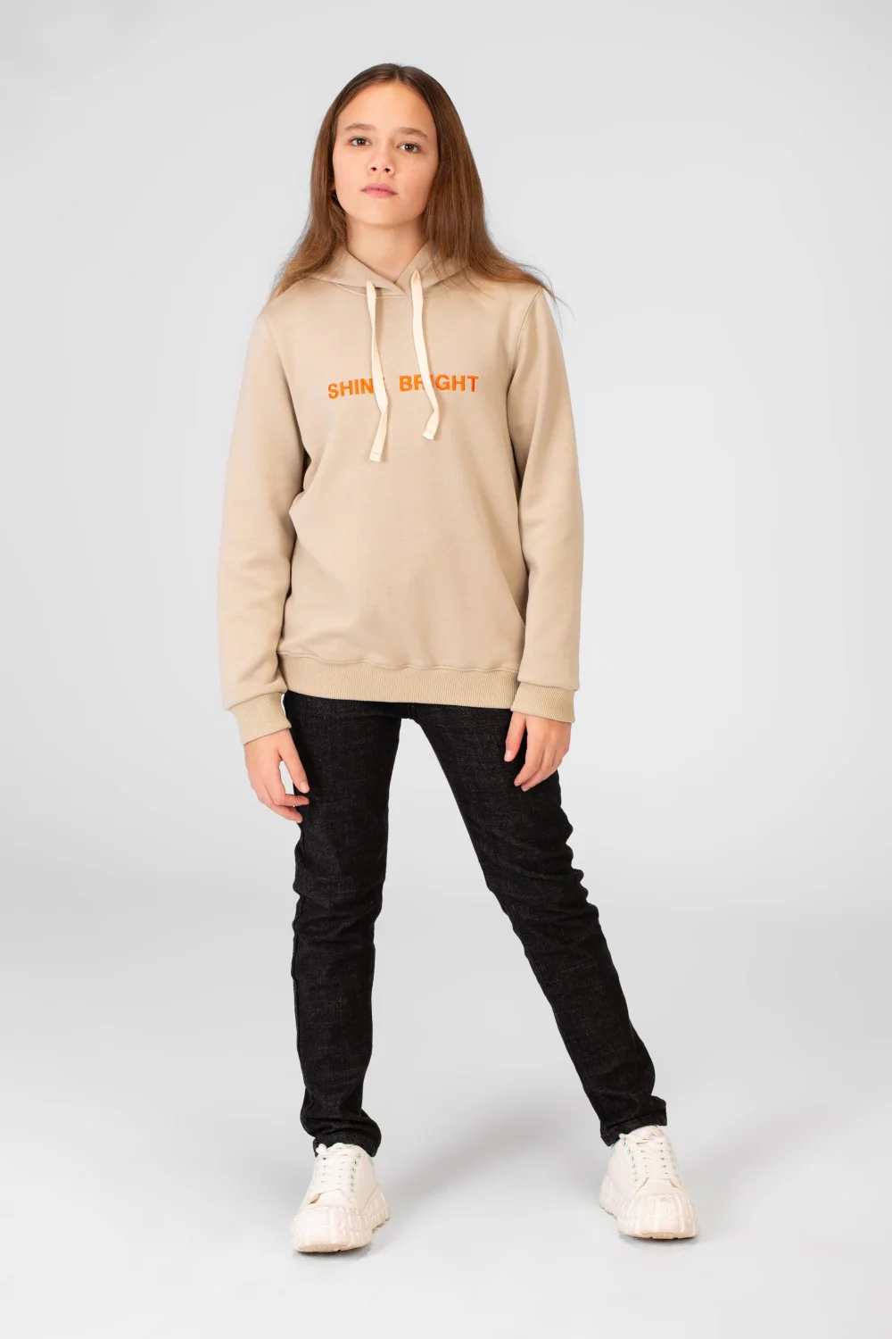 Girl's Hoodie Sweatshirt With Text Print And Long Sleeves - Image 8