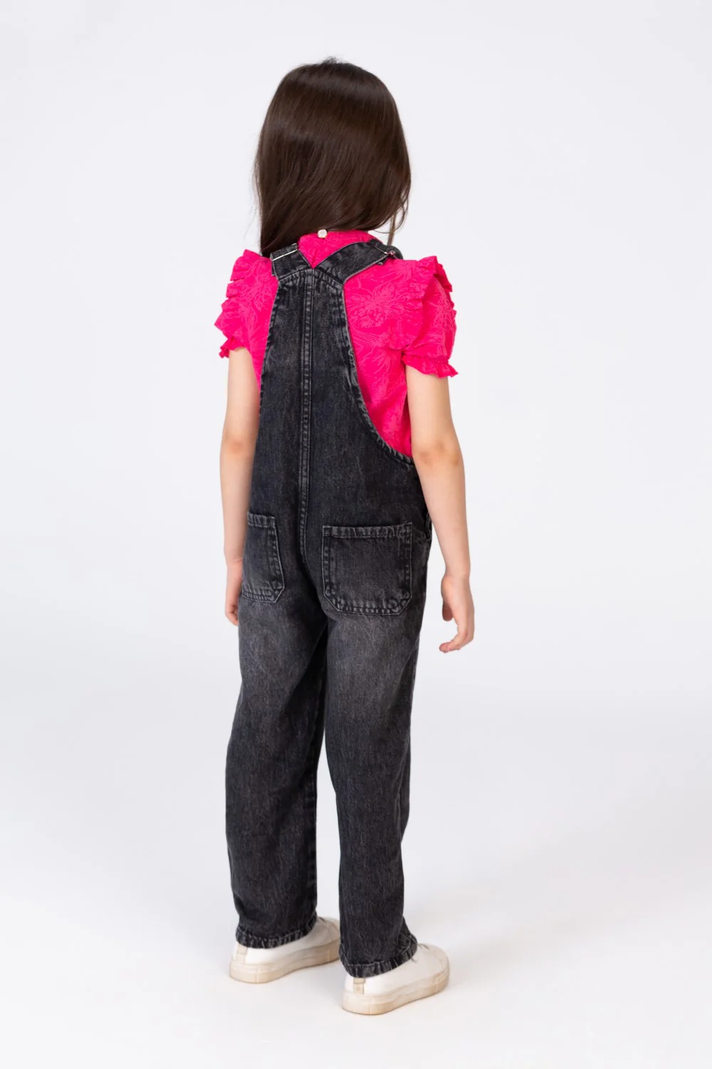 Girls Jeans Salopette With A Front Pocket And Distinctive Details - Image 2
