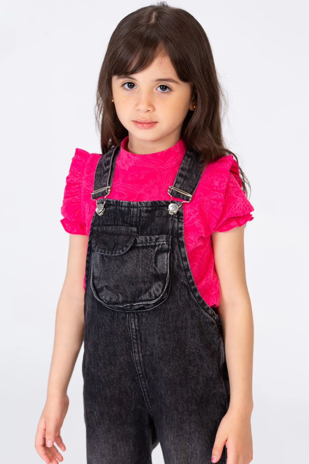 Girls Jeans Salopette With A Front Pocket And Distinctive Details - Image 3
