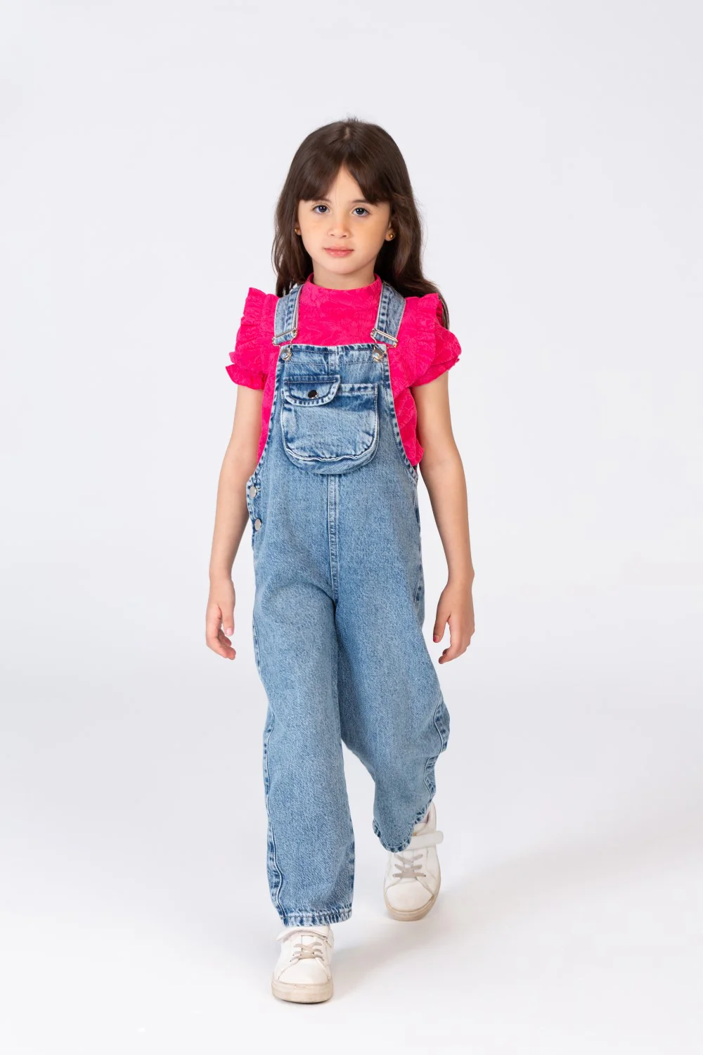 Girls Jeans Salopette With A Front Pocket And Distinctive Details - Image 4