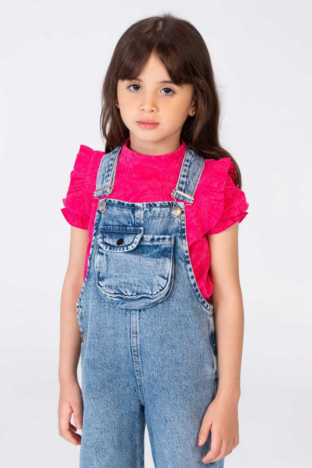 Girls Jeans Salopette With A Front Pocket And Distinctive Details - Image 7