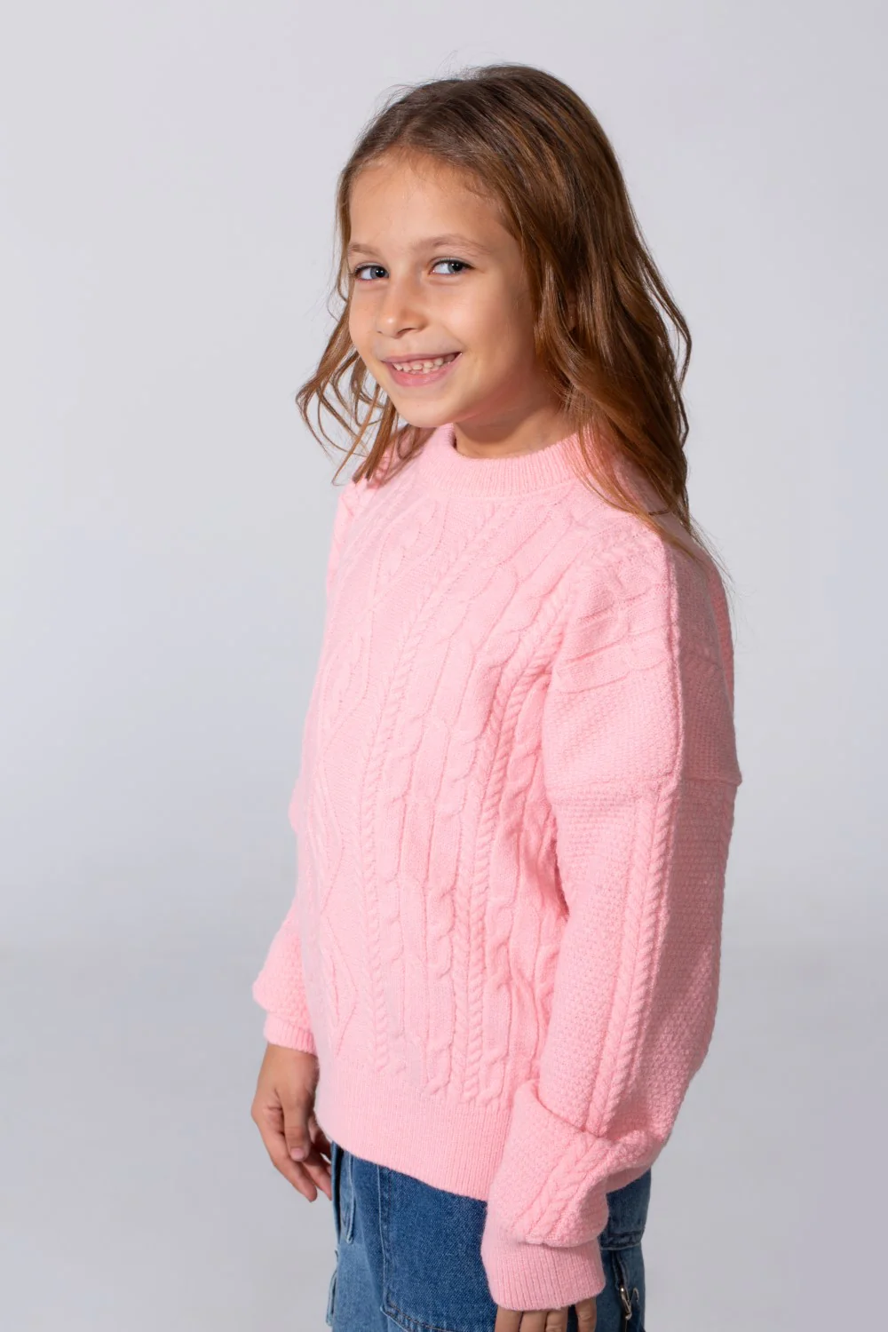 Girl's knitted Long Sleeves Round Neck Sweater Pullover - Image 3