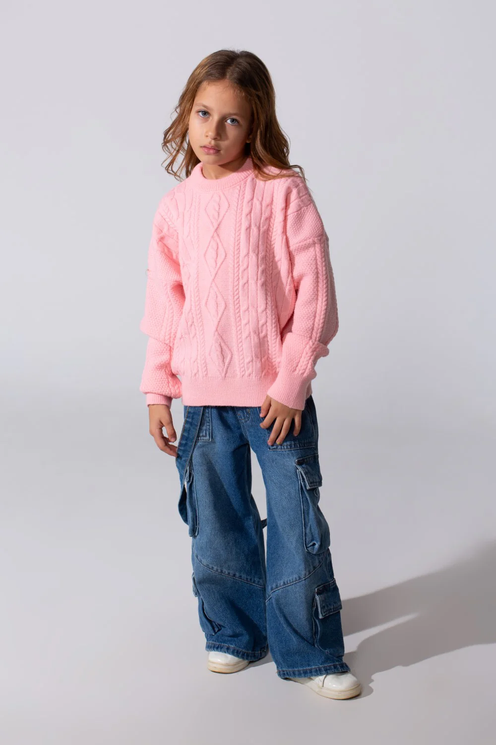 Girl's knitted Long Sleeves Round Neck Sweater Pullover - Image 4