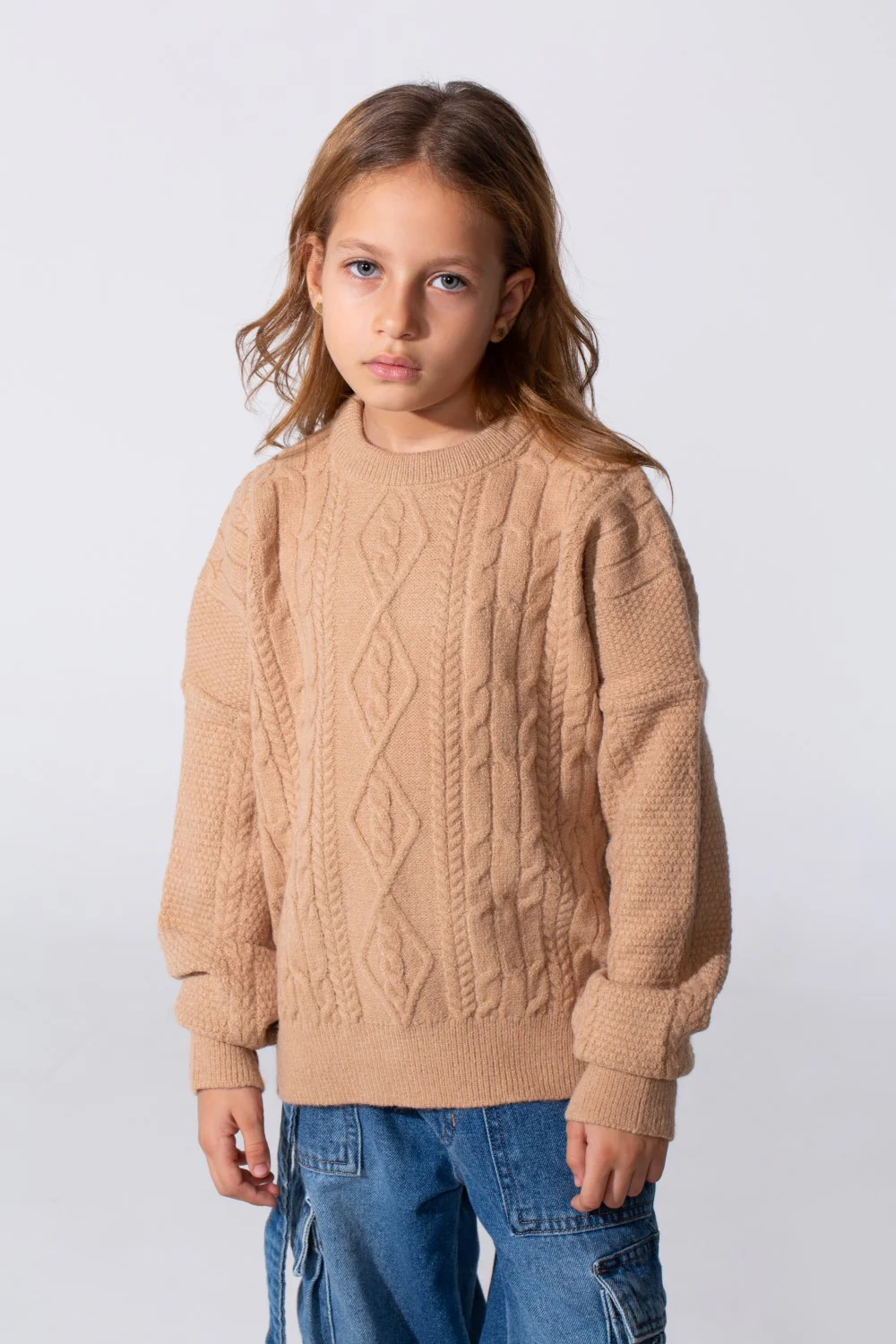 Girl's knitted Long Sleeves Round Neck Sweater Pullover - Image 5